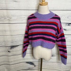 Cotton Emporium Striped Purple and Red Pink Sweater
